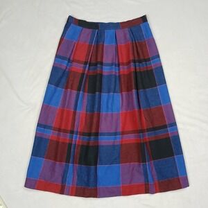 Vintage Unbranded Plaid Flannel A-Line Skirt Women's 11/12 Red Blue Black Purple